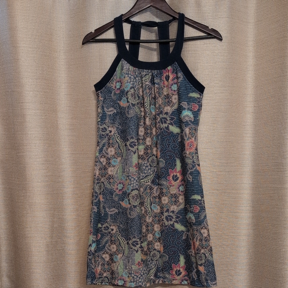 Prana Black Floral Mini Dress